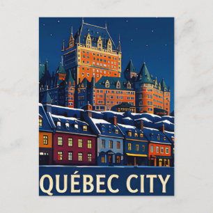 🏰 QUÉBEC CITY — Märchenstraßen in der Dunkelheit Postkarte