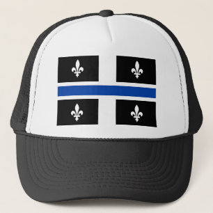 Quebec Flag Blue Line Fleur de Lys Graphic Art auf Truckerkappe