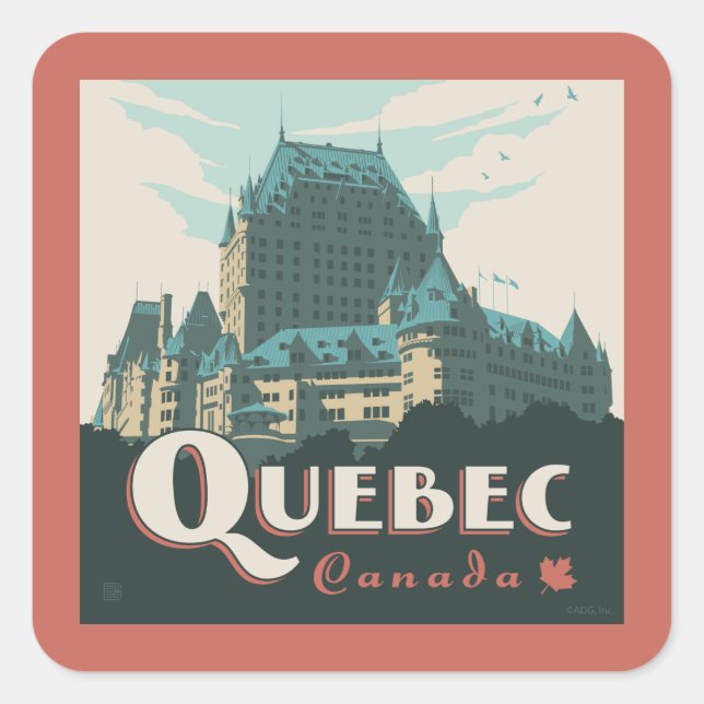 Quebec Kanada | Château Frontenac Quadratischer Aufkleber (Vorderseite)