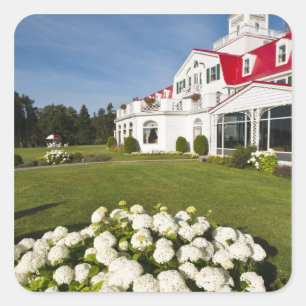 Québec, Kanada. Historisches Hotel Tadoussac, 3 Quadratischer Aufkleber