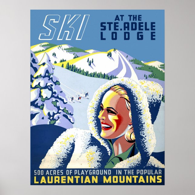Quebec, Kanada, Skierin im Laurentian Mountain Poster (Vorne)