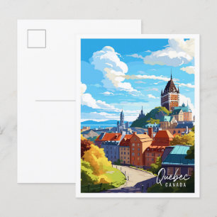 Quebec Kanada Vintage-Reiseillustration Postkarte