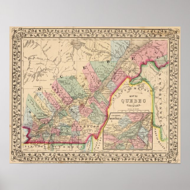 Quebec Map by Mitchell Poster (Vorne)