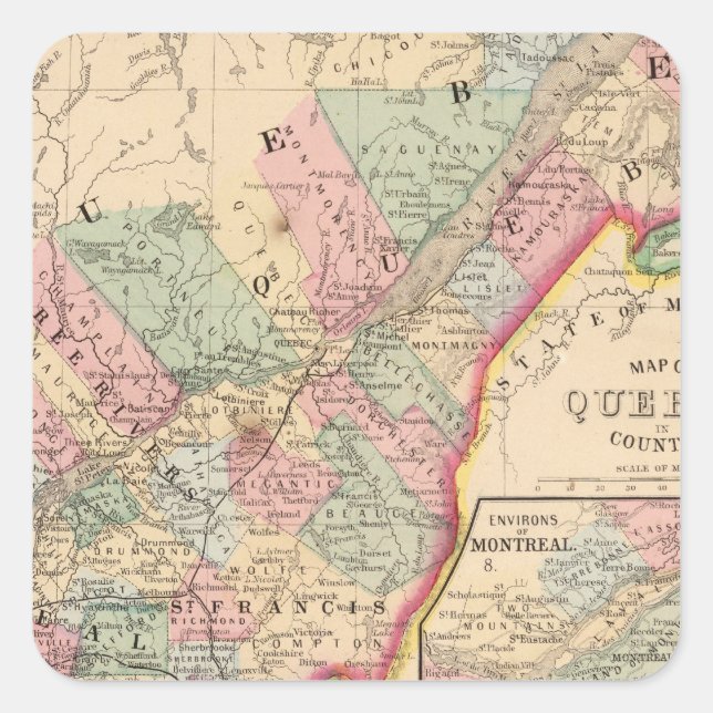 Quebec Map von Mitchell Quadratischer Aufkleber (Vorderseite)