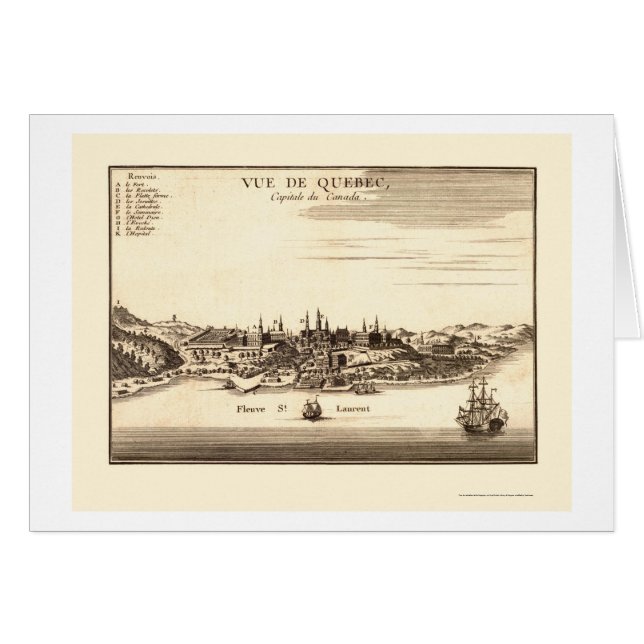 Québec, panoramische Karte Kanadas - 1755 (Vorderseite (Horizontal))