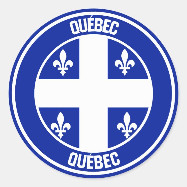 Quebec Round Emblem Runder Aufkleber (Vorderseite)