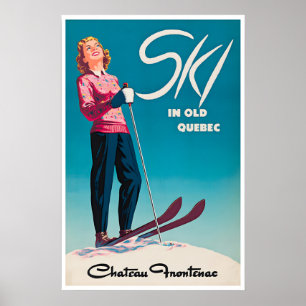 Quebec-Ski-Plakat Kanada Reise Kunst Chateau Poster
