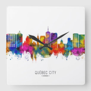 Quebec Stadt Kanada Skyline Quadratische Wanduhr