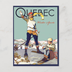 Québec, Wintersport in Kanada, Paar beim Skifahren Postkarte