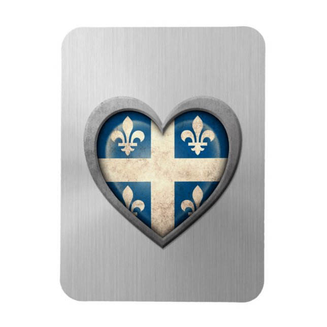Quebecois Herz Flag Stainless Steel Effect Magnet (Vertikal)
