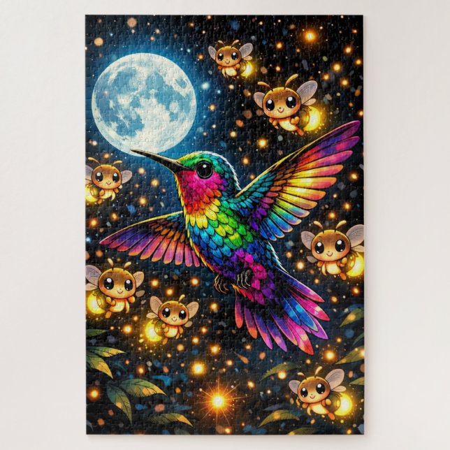 Quebra-Cabeça (Puzzle) Meia-noite com Beija-Flores (Vertikal)