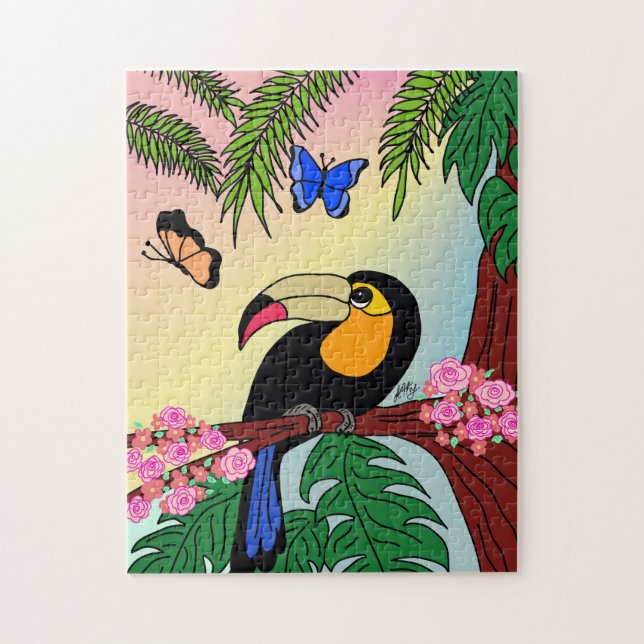 Quebra-Cabeça Tucano e borboletas (Vertikal)