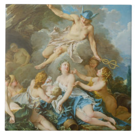 Quecksilber, der den Säugling Baccus an die Nymphe Fliese