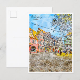 Quedlinburg Deutschland Vintage Reise Aquarell Postkarte