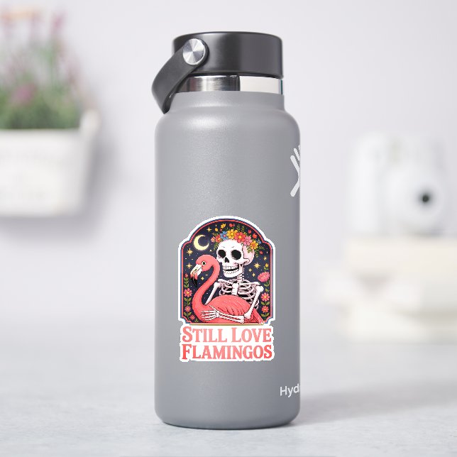 Quee Halloween Still Liebe Flamingos Aufkleber (HydroFlask)