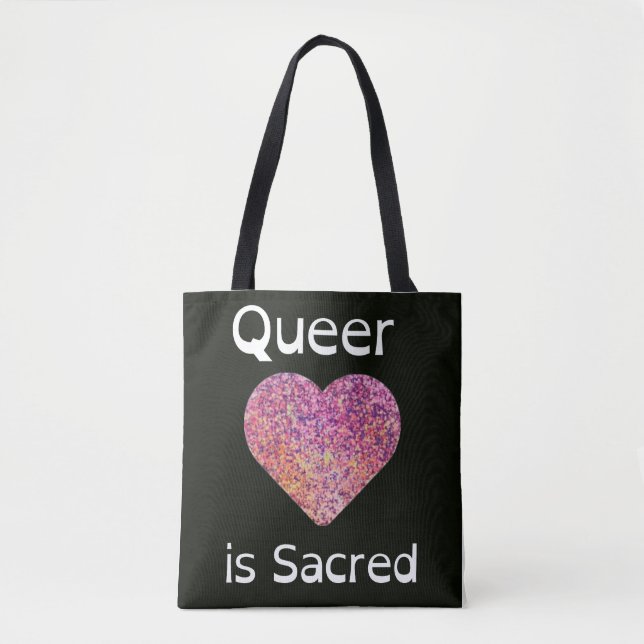 Quee Liebe in Rosa und Schwarz ist heilig Tasche (Vorderseite)