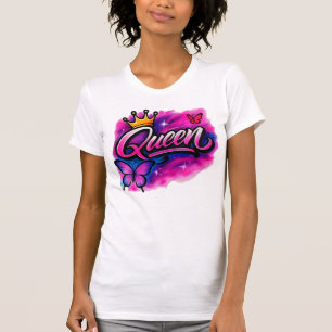 Queen Airbrush Graffiti Krone und Schmetterling T- T-Shirt