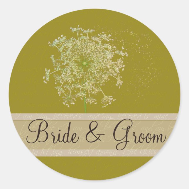 Queen Anne Lace Wedding Siegel Runder Aufkleber (Vorderseite)