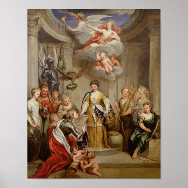 Queen Anne presenting plans of Blenheim military Poster (Vorne)