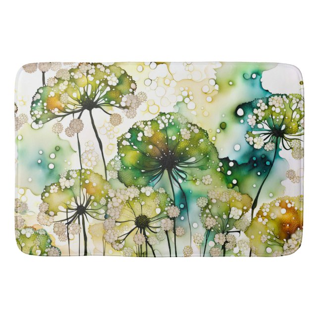 Queen Anne's Lace and Bubbles Abstrakt Badematte (Vorderseite)