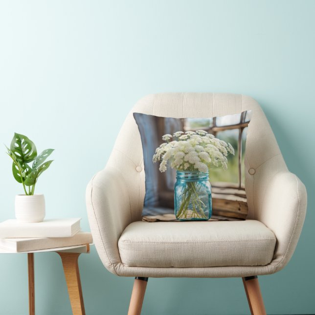 Queen Anne's Lace Bouquet in Window Kissen (Stuhl )