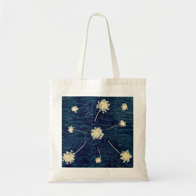 Queen Anne's Lace Cyanotyp Tote Bag Tragetasche (Vorne)
