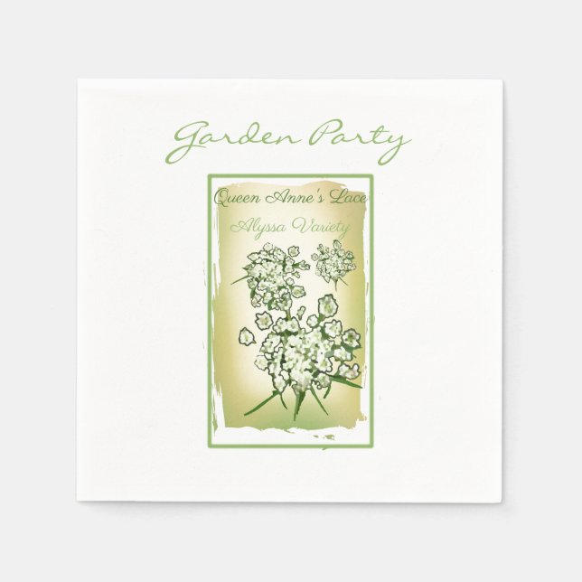 Queen Anne's Lace Watercolor Seed Packet Serviette (Vorderseite)