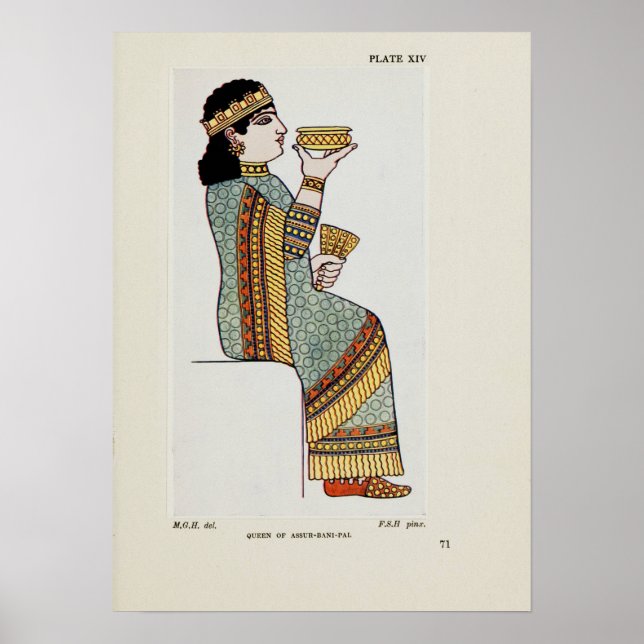 Queen Assur-Bani-Pal Ancient Assyrian Costume  Poster (Vorne)