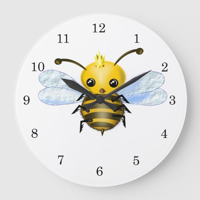 Queen Baby Bee Wall Clock Große Wanduhr (Vorderseite)