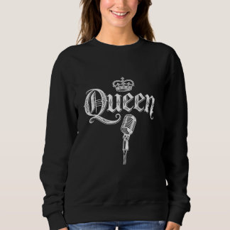 Queen Band Classic Crown and Microphone Line Art Sweatshirt