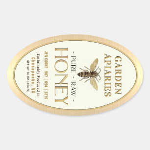 Queen Bee 16 oz Queenline Jar Raw Honey Gold Ovaler Aufkleber