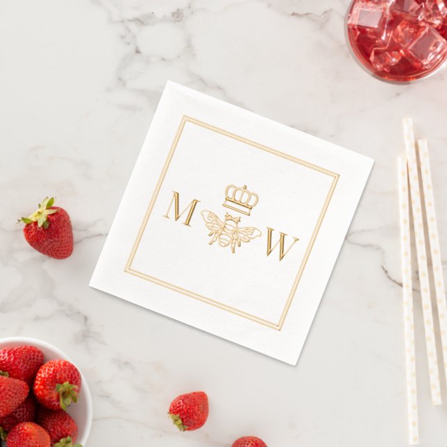 Queen Bee Avec Couronne Couple 2 Monogramme Initia (Insitu (Fraise))