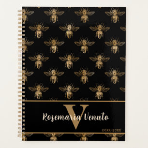 Queen Bee Black Gold Motif Design