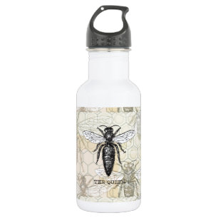 Queen Bee Bug Insect Antike Illustration Edelstahlflasche