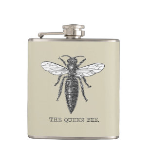 Queen Bee Bug Insect Antike Illustration Flachmann