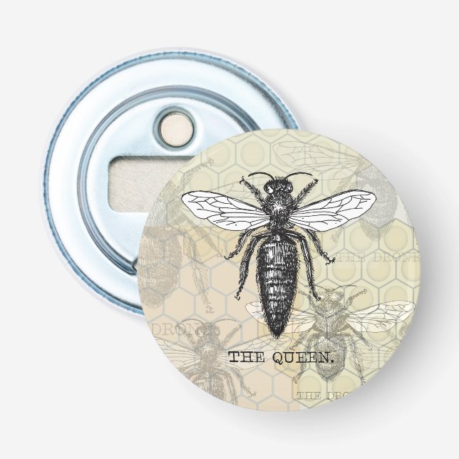 Queen Bee Bug Insect Antike Illustration Flaschenöffner (Vorderseite)