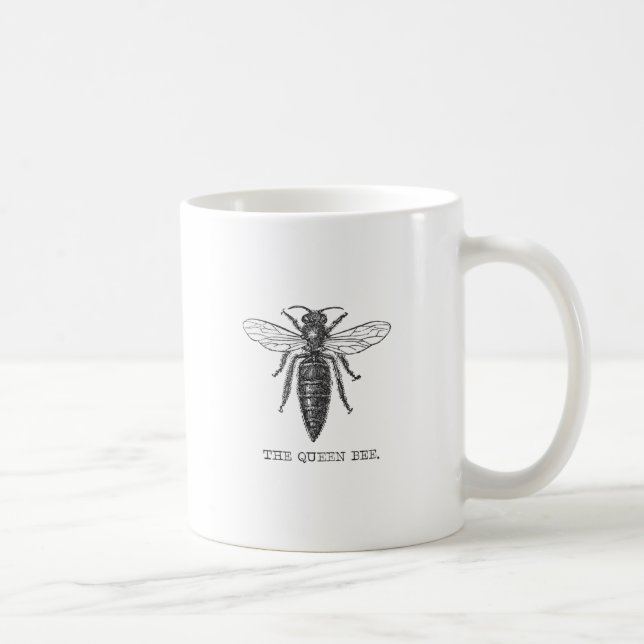 Queen Bee Bug Insect Antike Illustration Kaffeetasse (Rechts)