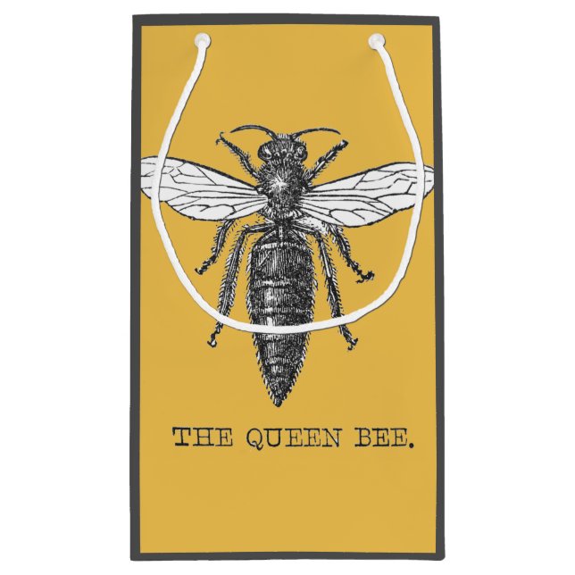 Queen Bee Bug Insect Antike Illustration Kleine Geschenktüte (Rückseite)