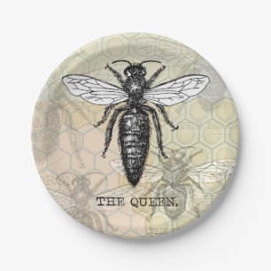 Queen Bee Bug Insect Antike Illustration Pappteller