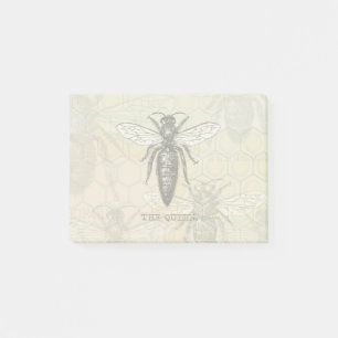 Queen Bee Bug Insect Antike Illustration Post-it Klebezettel