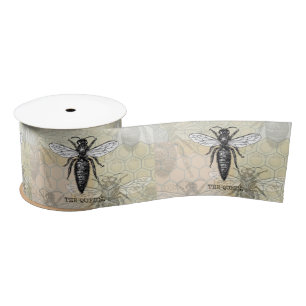 Queen Bee Bug Insect Antike Illustration Satinband