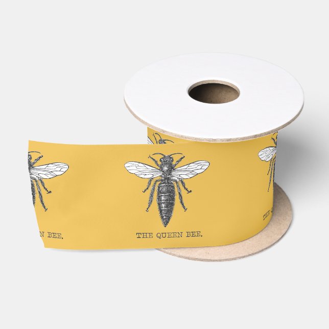 Queen Bee Bug Insect Antike Illustration Satinband (Spule)