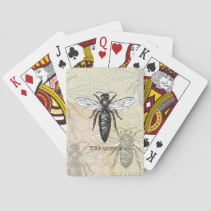 Queen Bee Bug Insect Antike Illustration Spielkarten