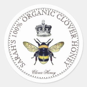 Queen Bee Crown Honey Label Runder Aufkleber