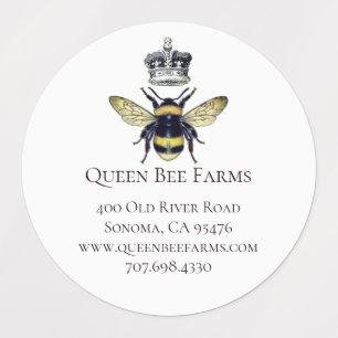 Queen Bee & Crown White Labels Etiketten