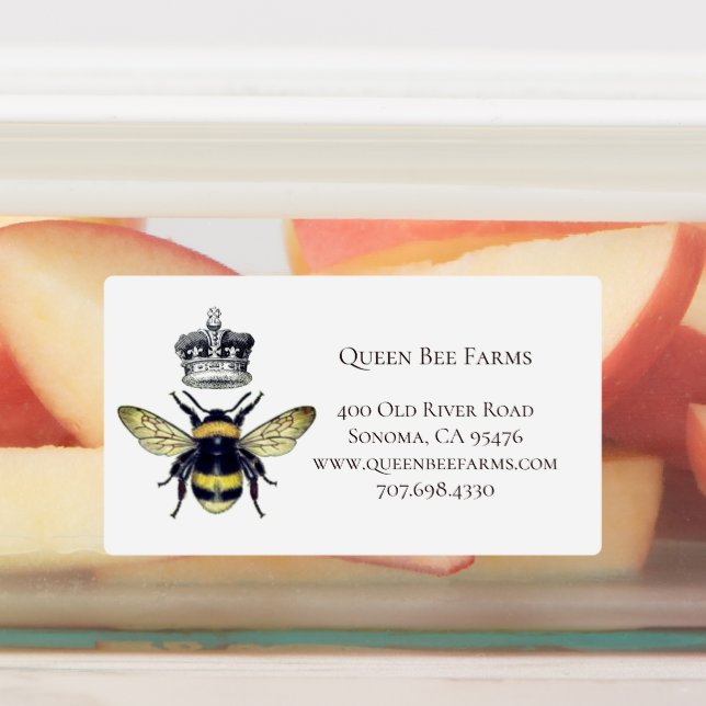 Queen Bee Crown White Labels Etiketten (Befestigt)