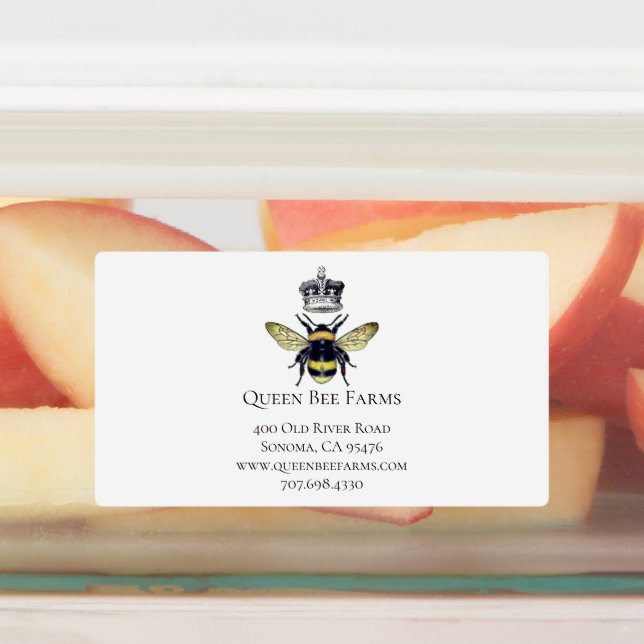Queen Bee Crown White Labels Etiketten (Befestigt)