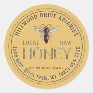 Queen Bee Editable Honey Jar Label Raw Local Runder Aufkleber