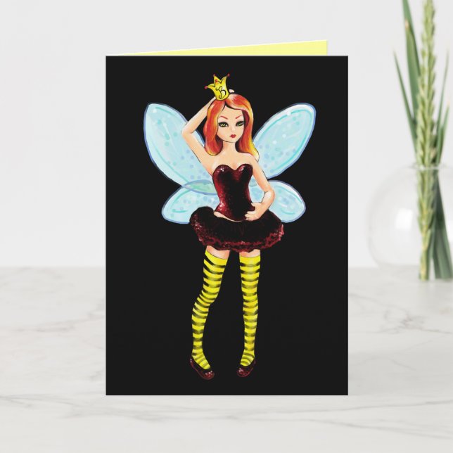 Queen Bee Fairy Birthday oder Grußkarte Karte (Vorderseite)