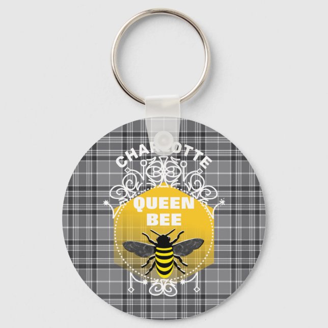 Queen Bee Funny Niedlich Girly Personalisiert Schlüsselanhänger (Vorderseite)
